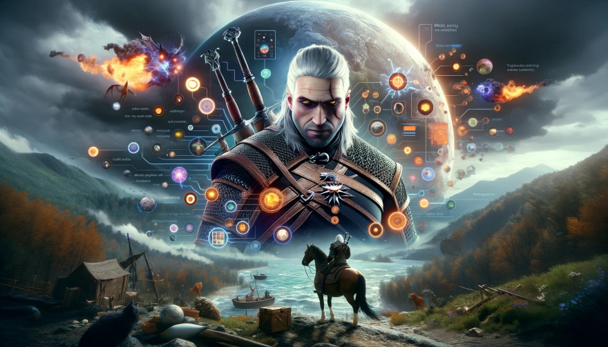 DALLE 2023 11 15 19.35.06 A 16x9 image showcasing the upcoming official modding tool for The Witcher 3 Wild Hunt by CD Projekt RED. The image should depict a creative and en
