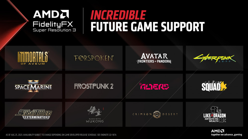 AMD FSR 3 Gamescom games